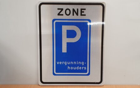 Verkeersbord E09-ZB (zone parpeergelegenheid vergunninghouders) 53&times;67cm.