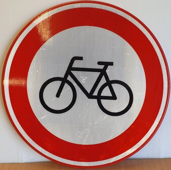 Verkeersbord C14 &quot;Gesloten voor fietsers&quot; &oslash;60cm.