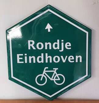 Verkeersbord, &quot;Rondje Eindhoven ⬆&quot;,  6 kant 30&times;30cm. 