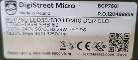 Armatuur, Digistreet Micro BGP760, LED35/830 DM10 3250lm