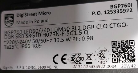 Armatuur, Digistreet Micro BGP760, LED60/740, DM50 5800LM BL2