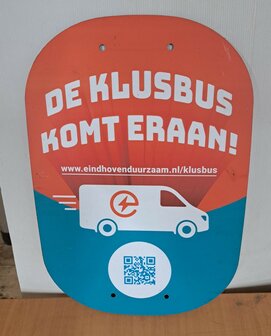 Ovaal tekstbord Aluminium &quot;de klus bus komt er aan &quot;