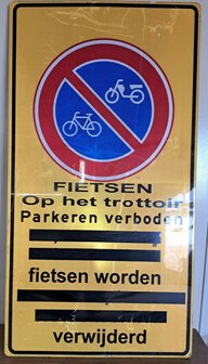 Verkeersbord fietsparkeer verbod.