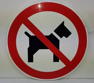 Verrkeersbord L1030 &quot;veboden voor honden&quot; &oslash;40cm.