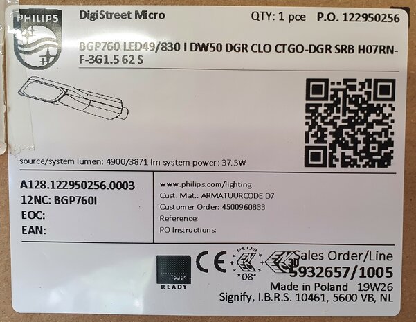 Armatuur, Digistreet Micro BGP760, LED49/830 I DW50 4500lm