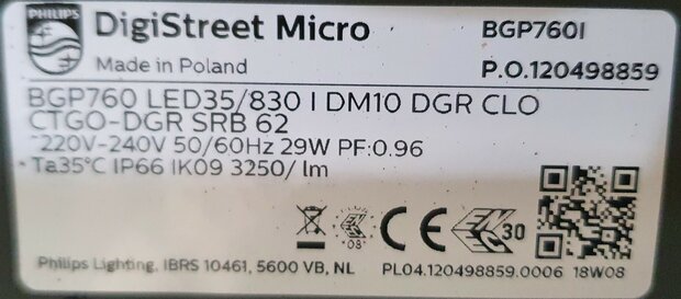 Armatuur, Digistreet Micro BGP760, LED35/830 DM10 3250lm