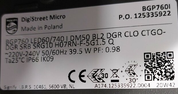 Armatuur, Digistreet Micro BGP760, LED60/740, DM50 5800LM BL2